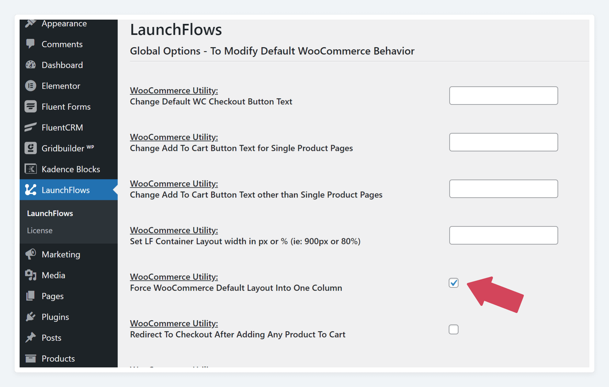 LaunchFlows Admin Setup Option